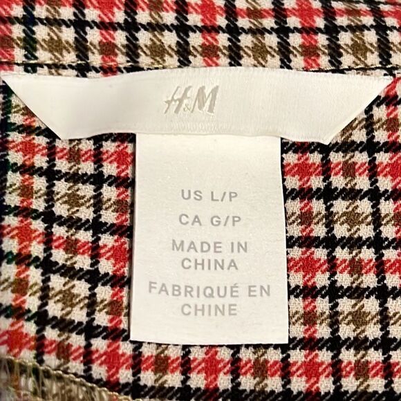‎H&M Long Sleeve Plaid Tunic Dress Size L/P - Picture 9 of 9
